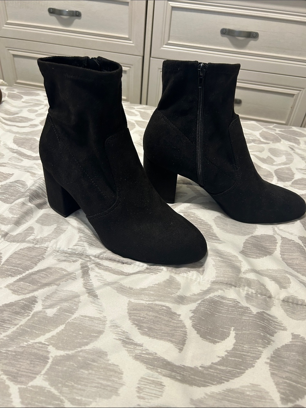 Kelly & Katie Black Suede Block-Heel Ankle Boots Only Worn Once